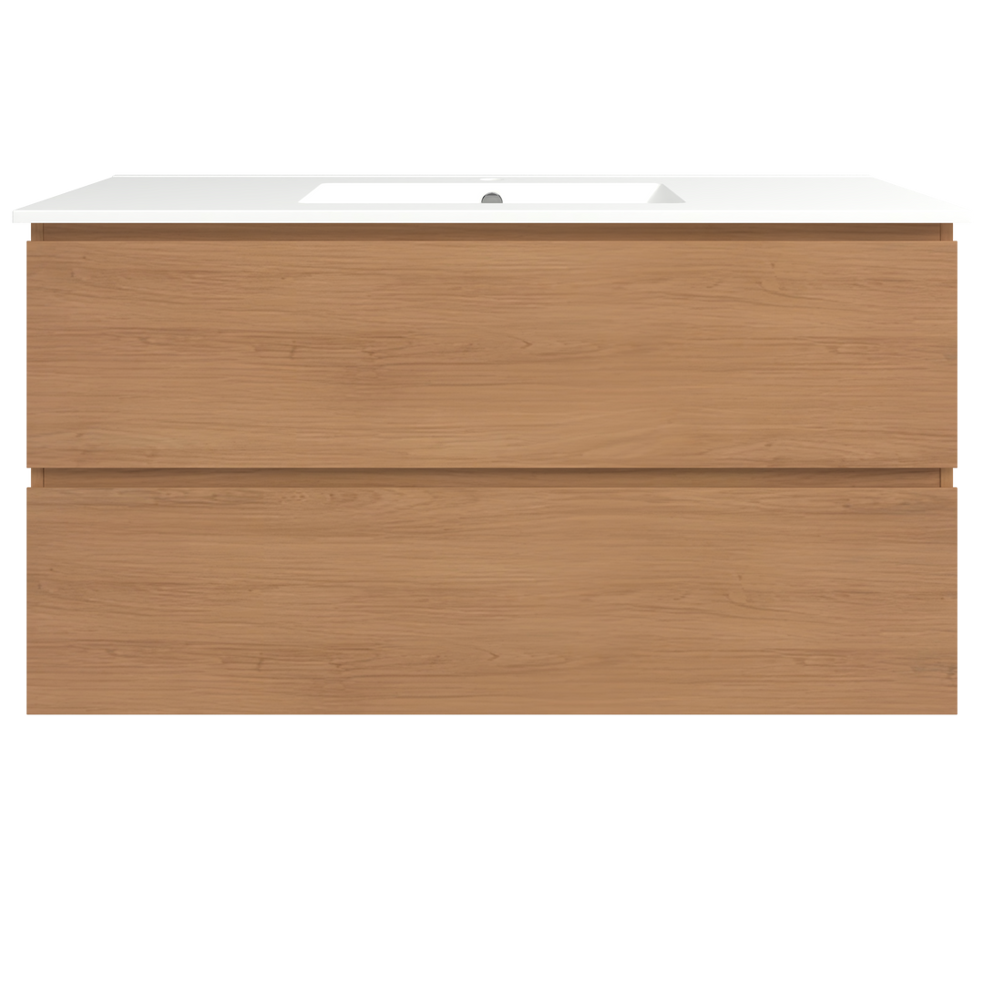 Elemental Plus Vanity Tassie Oak 1200mm Centre Bowl Alpha Top Floor Standing