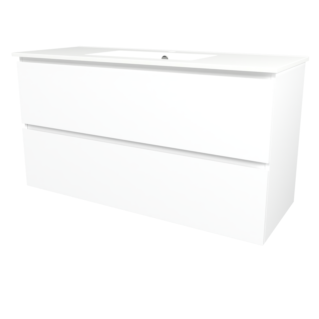 Elemental Plus Vanity White Ultra Matt 1200mm Centre Bowl Alpha Top Floor Standing