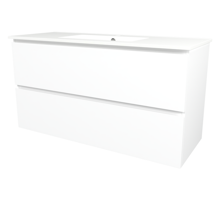 Elemental Plus Vanity White Ultra Matt 1200mm Centre Bowl Alpha Top Floor Standing