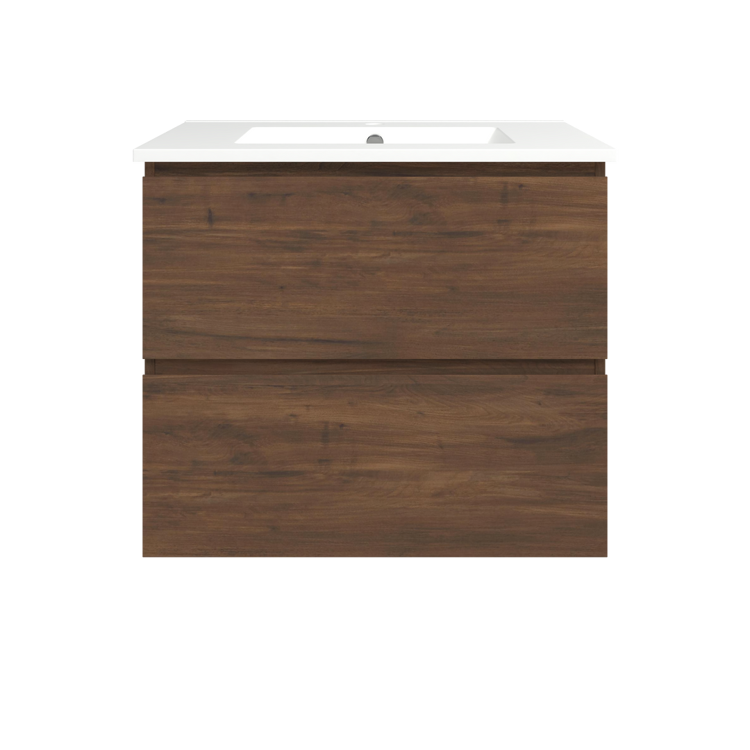 Elemental Plus Vanity Aged Walnut 750mm Centre Bowl Alpha Top Floor Standing