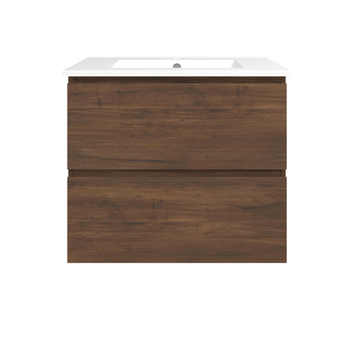 Elemental Plus Vanity Aged Walnut 750mm Centre Bowl Alpha Top Floor Standing