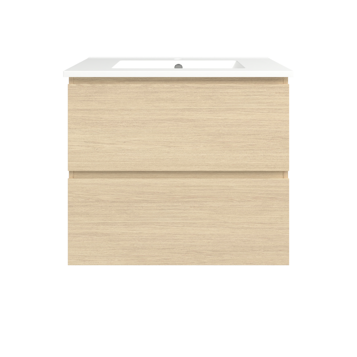 Elemental Plus Vanity Silk Primavera Oak 750mm Centre Bowl Alpha Top Floor Standing