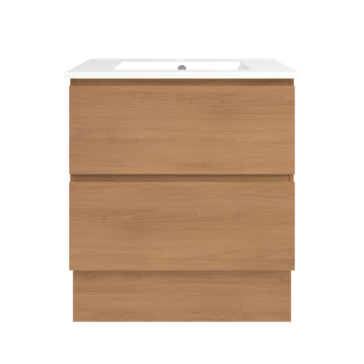 Elemental Plus Vanity Tassie Oak 750mm Centre Bowl Alpha Top Floor Standing