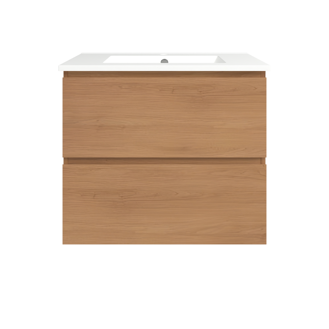Elemental Plus Vanity Tassie Oak 750mm Centre Bowl Alpha Top Floor Standing