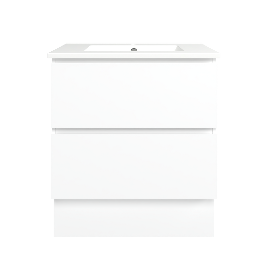 Elemental Plus Vanity White Ultra Matt 750mm Centre Bowl Alpha Top Floor Standing