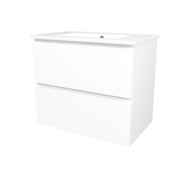 Elemental Plus Vanity White Ultra Matt 750mm Centre Bowl Alpha Top Floor Standing
