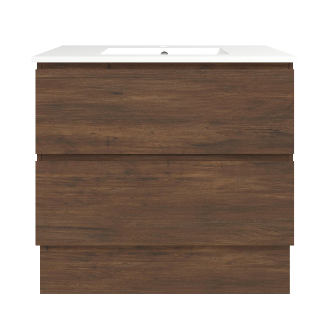 Elemental Plus Vanity Aged Walnut 900mm Centre Bowl Alpha Top Floor Standing