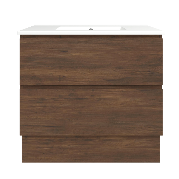 Elemental Plus Vanity Aged Walnut 900mm Centre Bowl Alpha Top Floor Standing