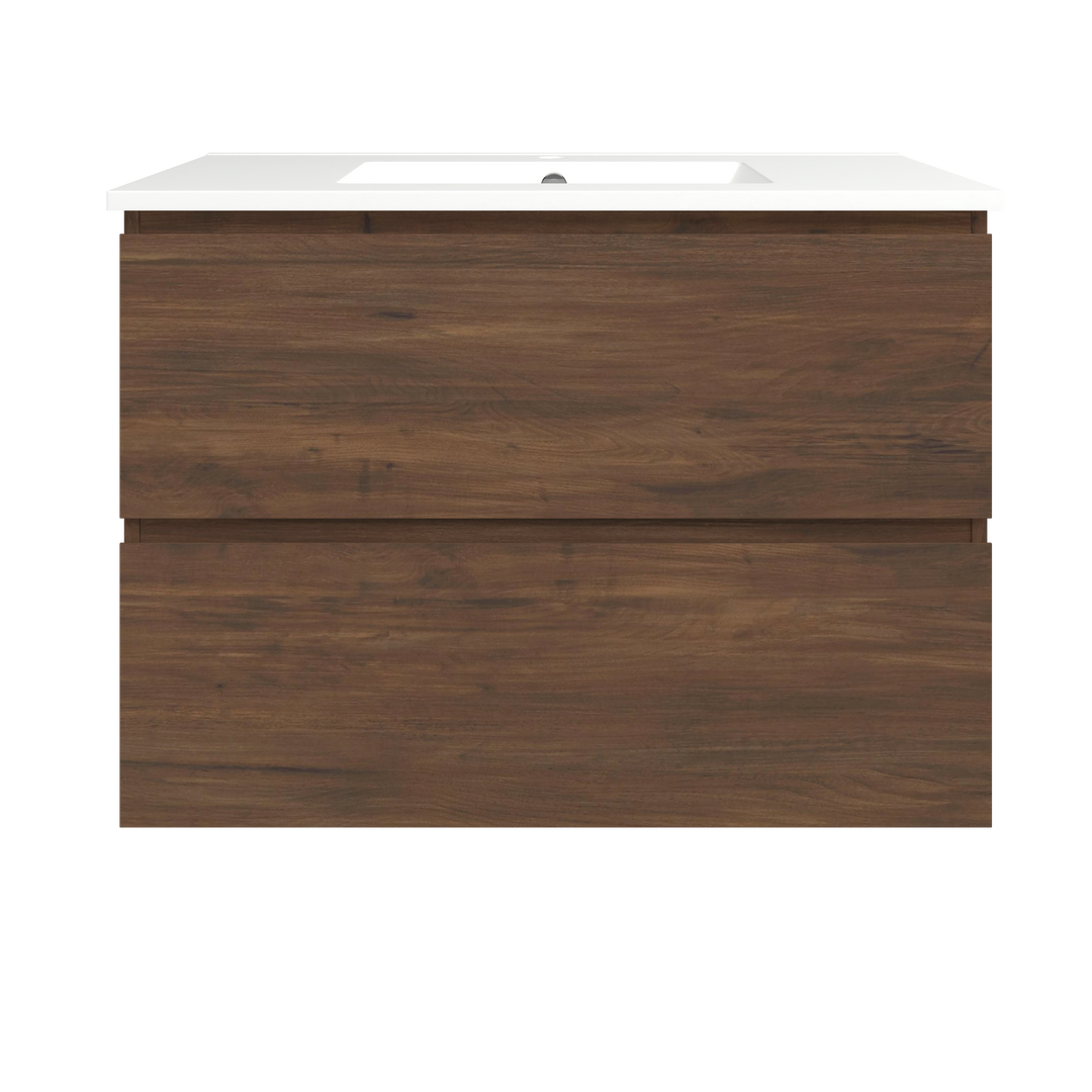Elemental Plus Vanity Aged Walnut 900mm Centre Bowl Alpha Top Floor Standing