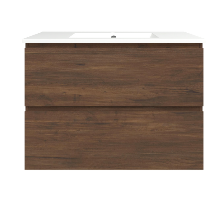 Elemental Plus Vanity Aged Walnut 900mm Centre Bowl Alpha Top Floor Standing