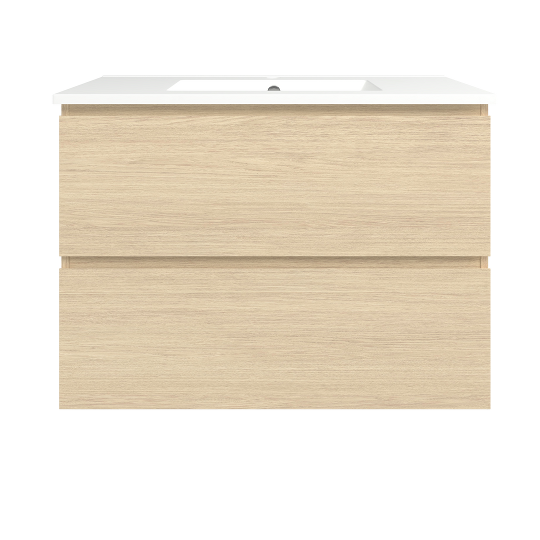 Elemental Plus Vanity Silk Primavera Oak 900mm Centre Bowl Alpha Top Floor Standing