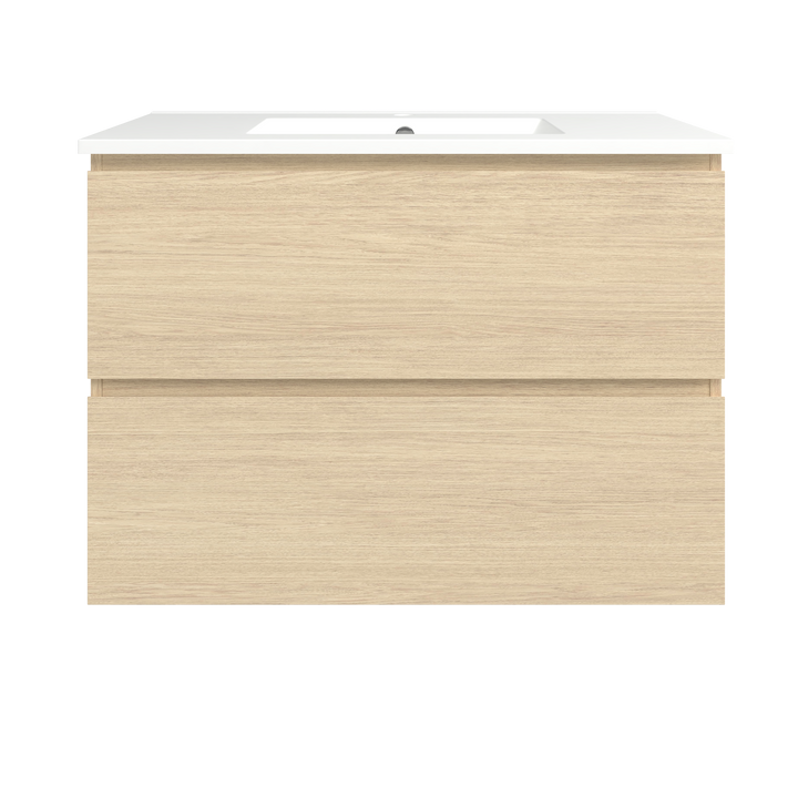 Elemental Plus Vanity Silk Primavera Oak 900mm Centre Bowl Alpha Top Floor Standing