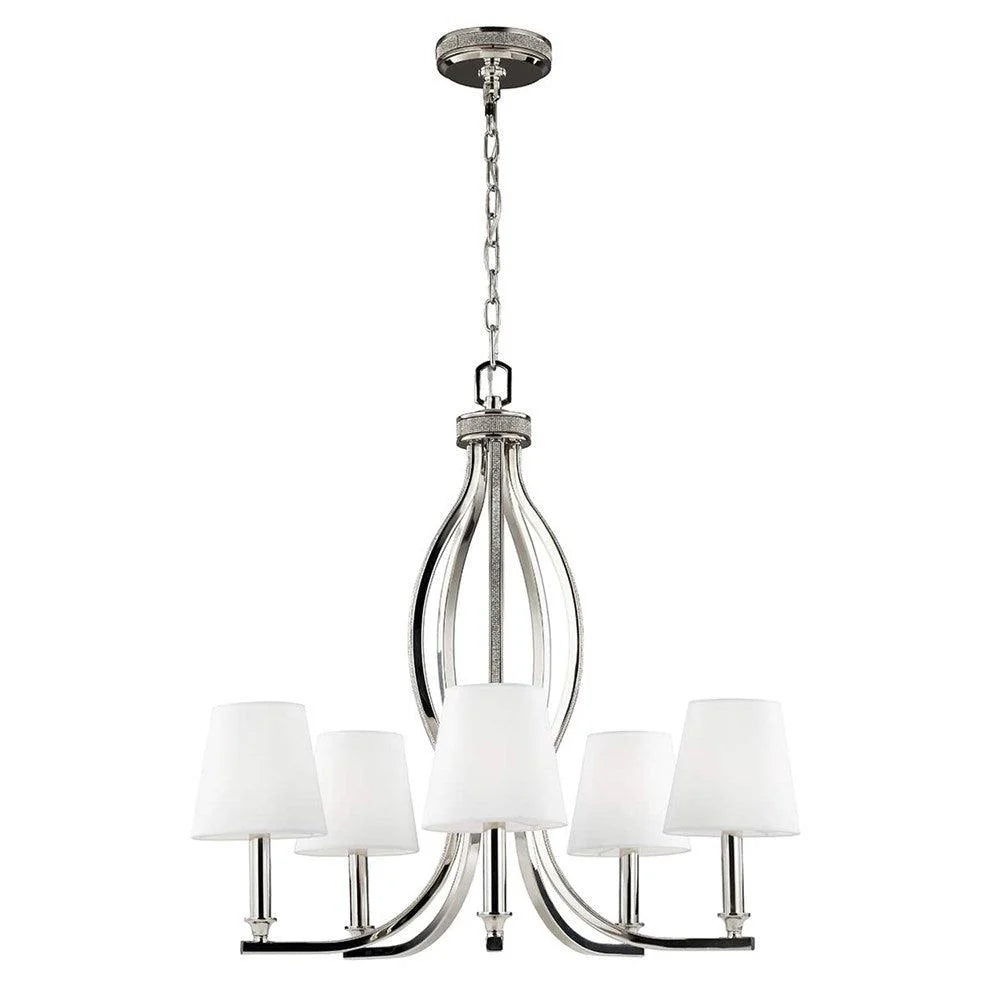 Pave Chandelier 5Lt Polished Nickel