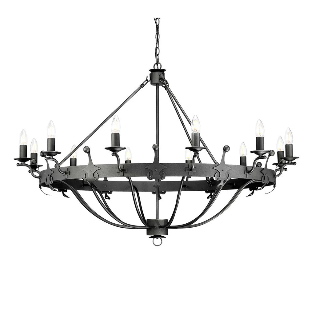 Windsor 12Lt Chandelier E14 in Gold Patina or Graphite