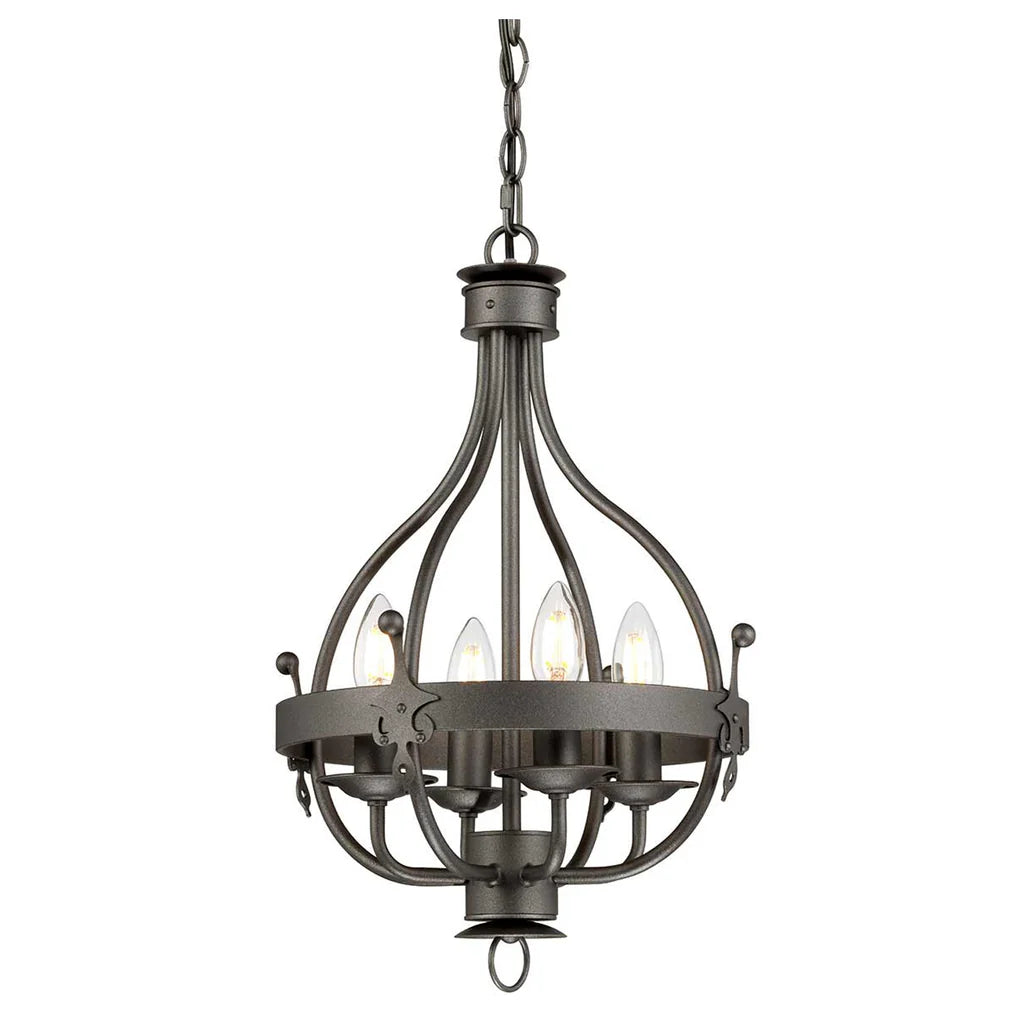 Windsor 4Lt Chandelier E14 in Gold Patina or Graphite