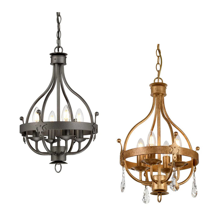 Windsor 4Lt Chandelier E14 in Gold Patina or Graphite