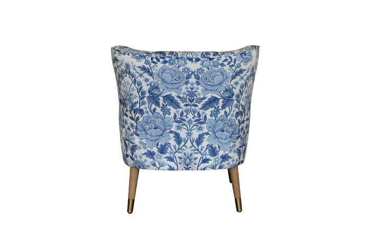 East Hampton Chair Blue and White floral velvet