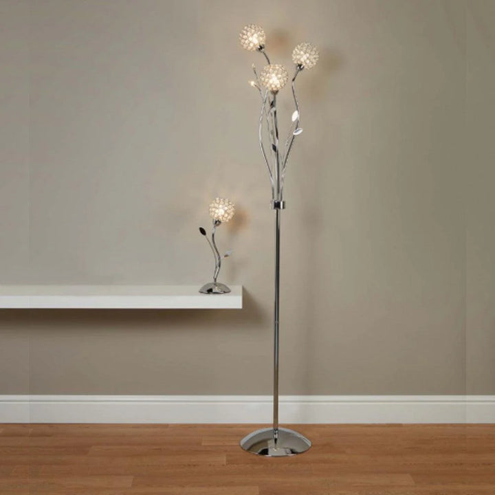 Elegant Floral LED Floor Lamp 3Lt in Chrome