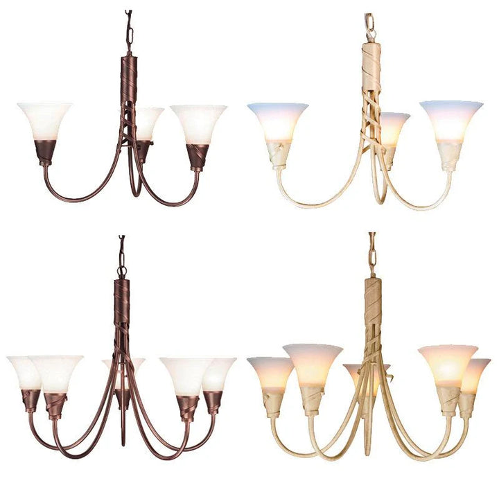 Emily 3Lt/5Lt Chandelier – Copper Patina & Ivory/Gold