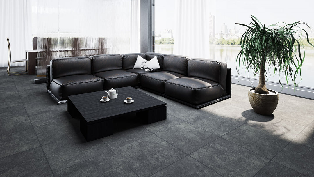 Essential Stone Charcoal 300x300mm Porcelain Tile | Versatile & Durable Design
