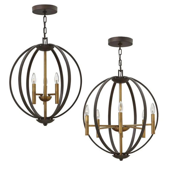 Euclid Chandelier - 3Lt/6Lt in Spanish Bronze