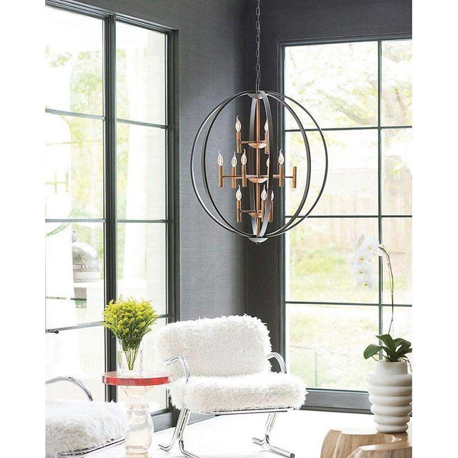 Euclid Chandelier - 3Lt/6Lt in Spanish Bronze