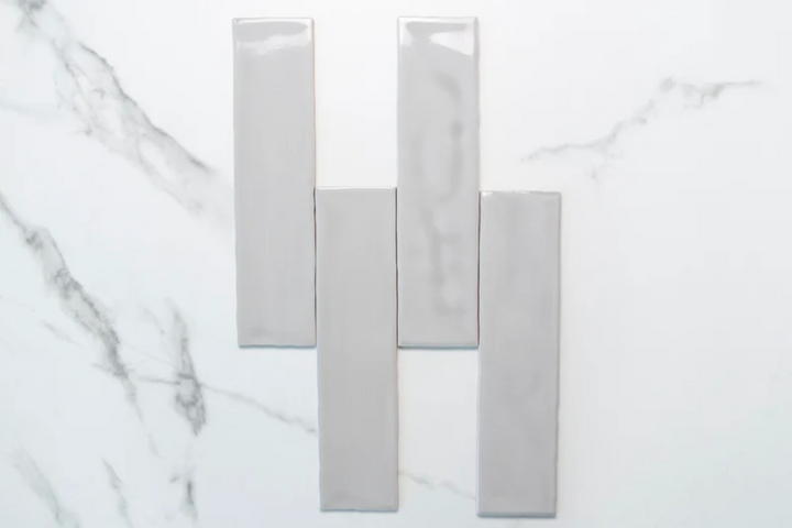 Evolution Grey Gloss 75x300 – Glossy Grey Ceramic Wall Tiles with Smooth Rippled Texture