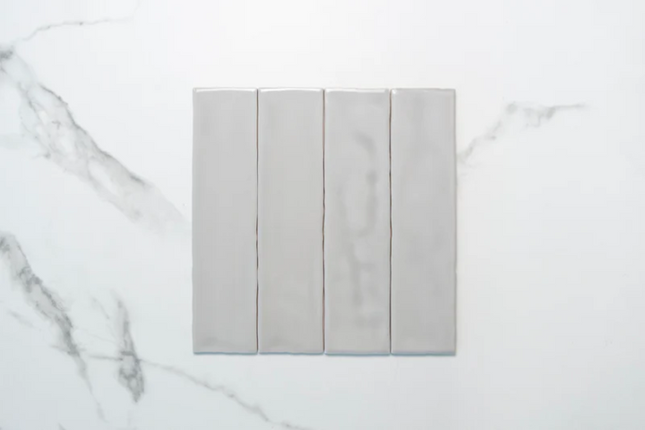 Evolution Grey Gloss 75x300 – Glossy Grey Ceramic Wall Tiles with Smooth Rippled Texture
