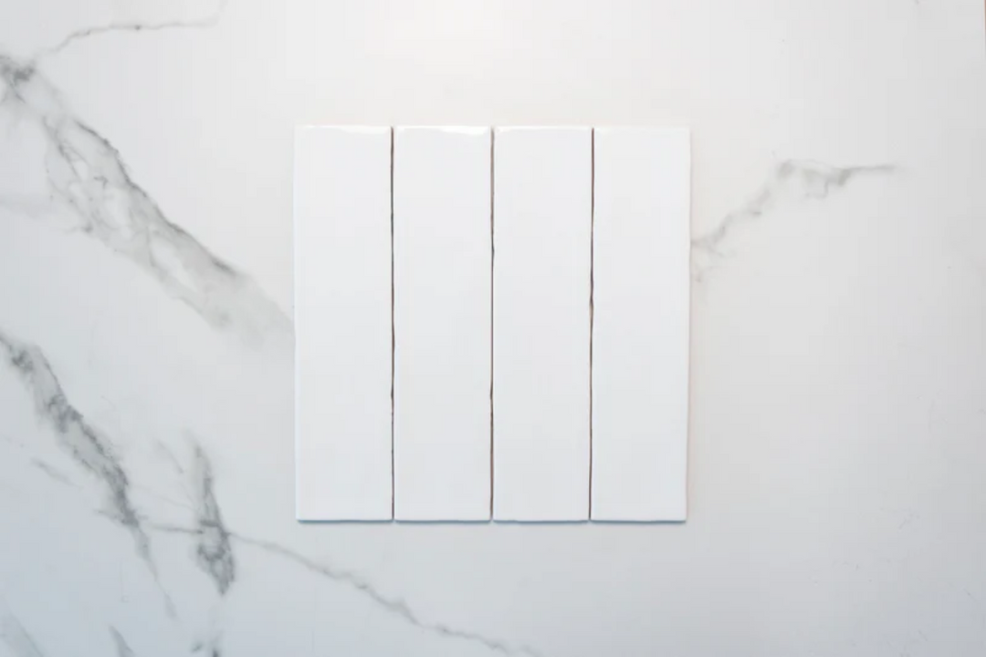 Evolution White Gloss – Glossy White Ceramic Wall Tiles with Smooth Rippled Texture