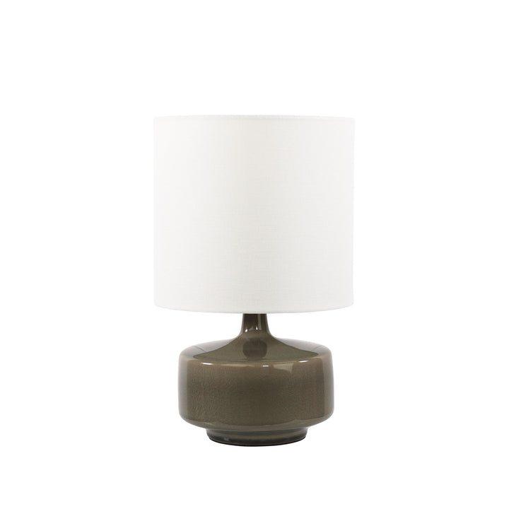 FAWN Ceramic Table Lamp with Fabric Drum Shade – Elegant Mid-Century Design