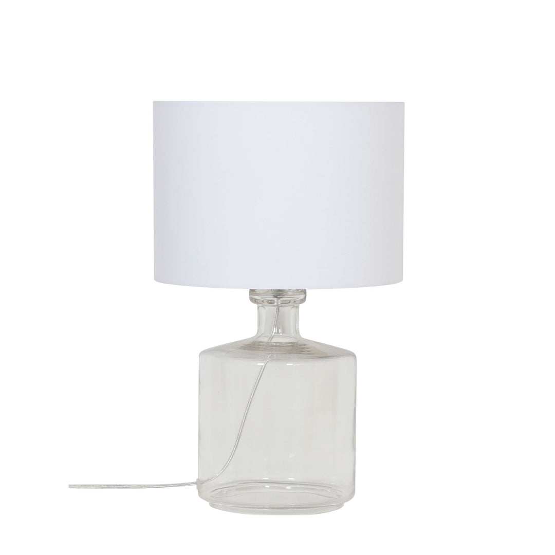 FERMO Glass Table Lamp – Elegant Clear Glass with White Cotton Shade