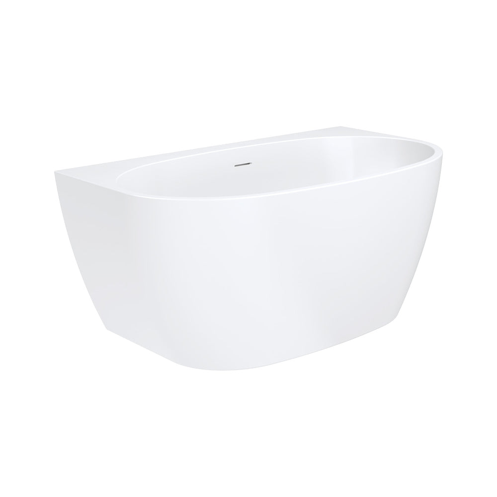 Keeto Back-To-Wall Acrylic Bath, 1300mm with Overflow - Pilbara Bathroom Warehouse Perth and regional Western Australia