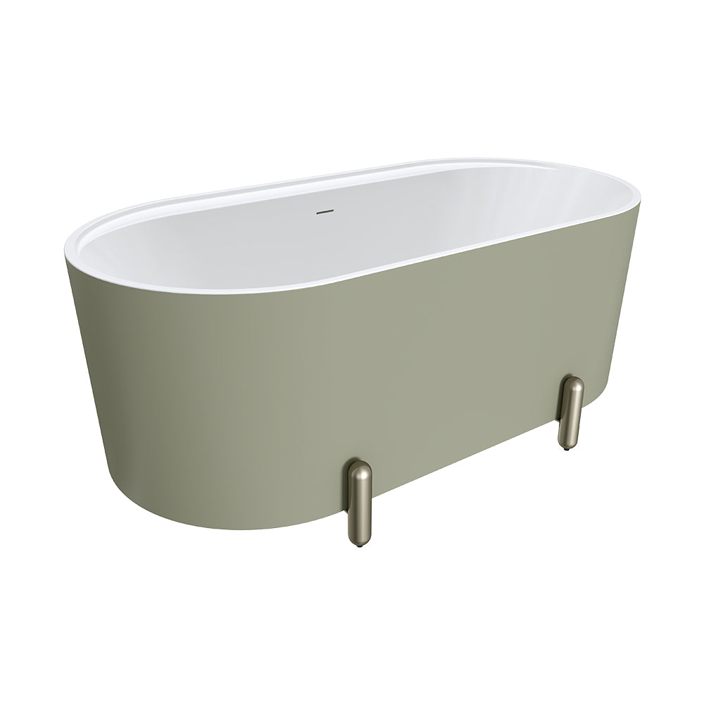 Aluca Freestanding Bath with Legs, 1500mm Olive - Pilbara Bathroom Warehouse Perth and regional Western Australia