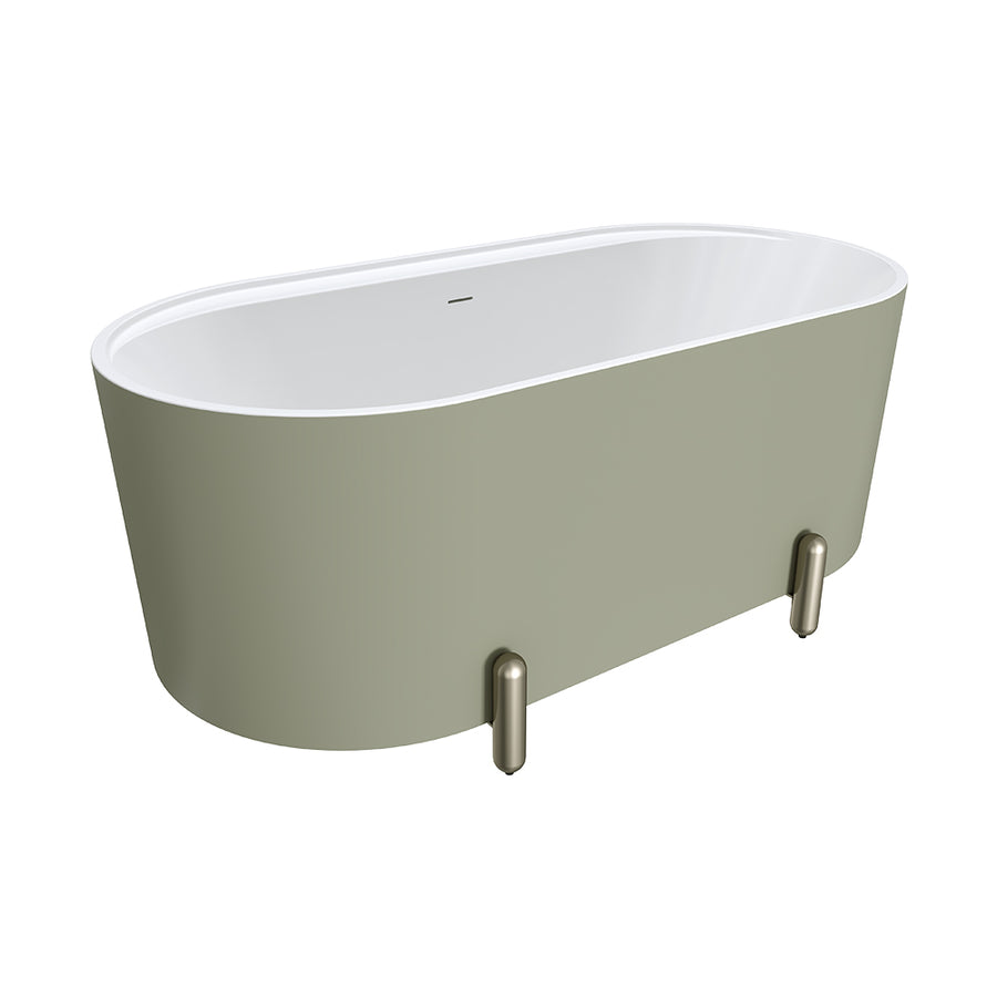 Aluca Freestanding Bath with Legs, 1500mm Olive - Pilbara Bathroom Warehouse Perth and regional Western Australia