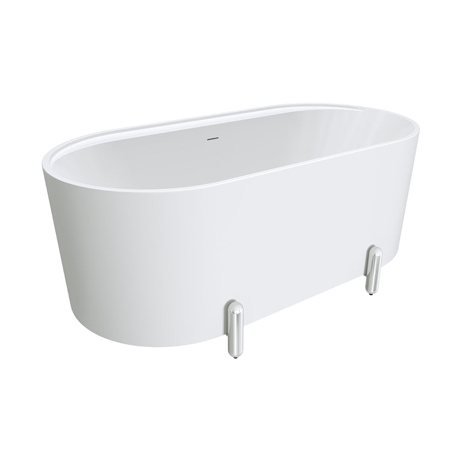 Aluca Freestanding Bath with Legs, 1500mm Matte White - Pilbara Bathroom Warehouse Perth and regional Western Australia