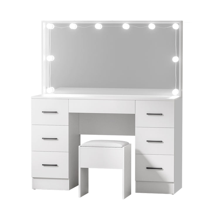 Artiss Debbie White Dressing Table Set with 10 LED Bulbs and Stool – Pilbara Bathroom Warehouse Perth and regional Western Australia