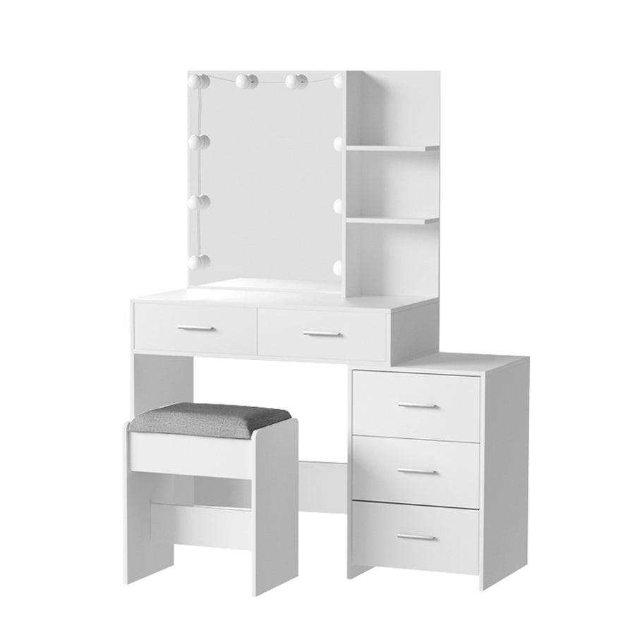 Artiss White Dressing Table with LED 10-Bulb Mirror, Stool, and Vanity Desk – Pilbara Bathroom Warehouse Perth and regional Western Australia