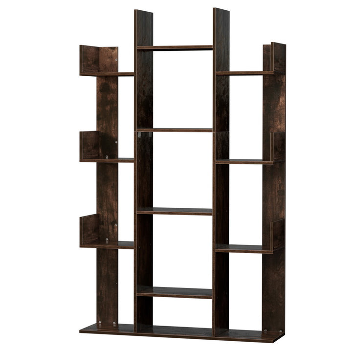 Artiss Tree-Shaped Bookshelf ROMI in walnut finish, modern wooden bookcase storage shelf for living room or study – Pilbara Bathroom Warehouse Perth and regional Western Australia