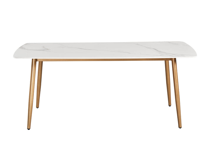 Fiore 180 x 90 Brown/ White Marble Sintered Stone Top Table/Gold legs