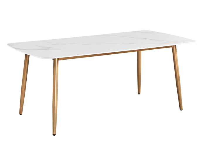 Fiore 180 x 90 Brown/ White Marble Sintered Stone Top Table/Gold legs