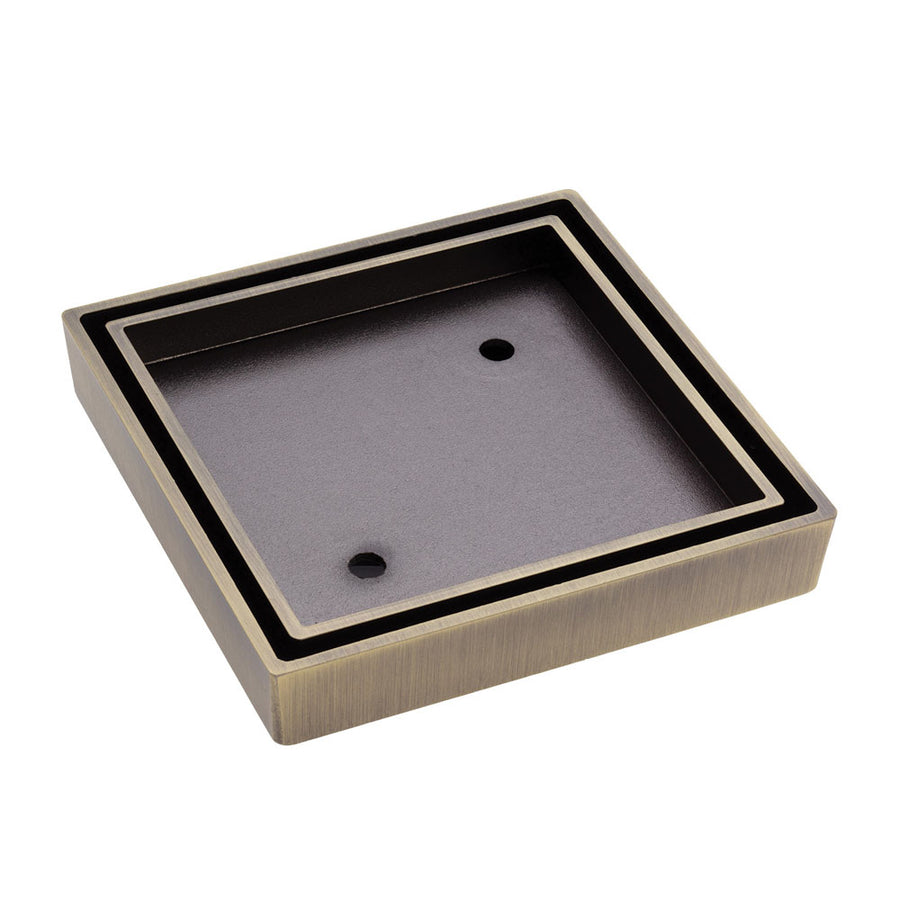 Square Tile Bed Floor Waste, 75mm Outlet, Antique Brass – Pilbara Bathroom Warehouse Perth and regional Western Australia