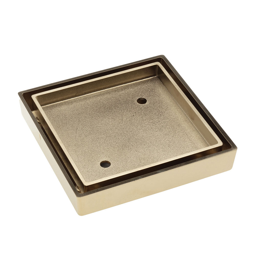 Square Tile Bed Floor Waste, 75mm Outlet, Urban Brass – Pilbara Bathroom Warehouse Perth and regional Western Australia
