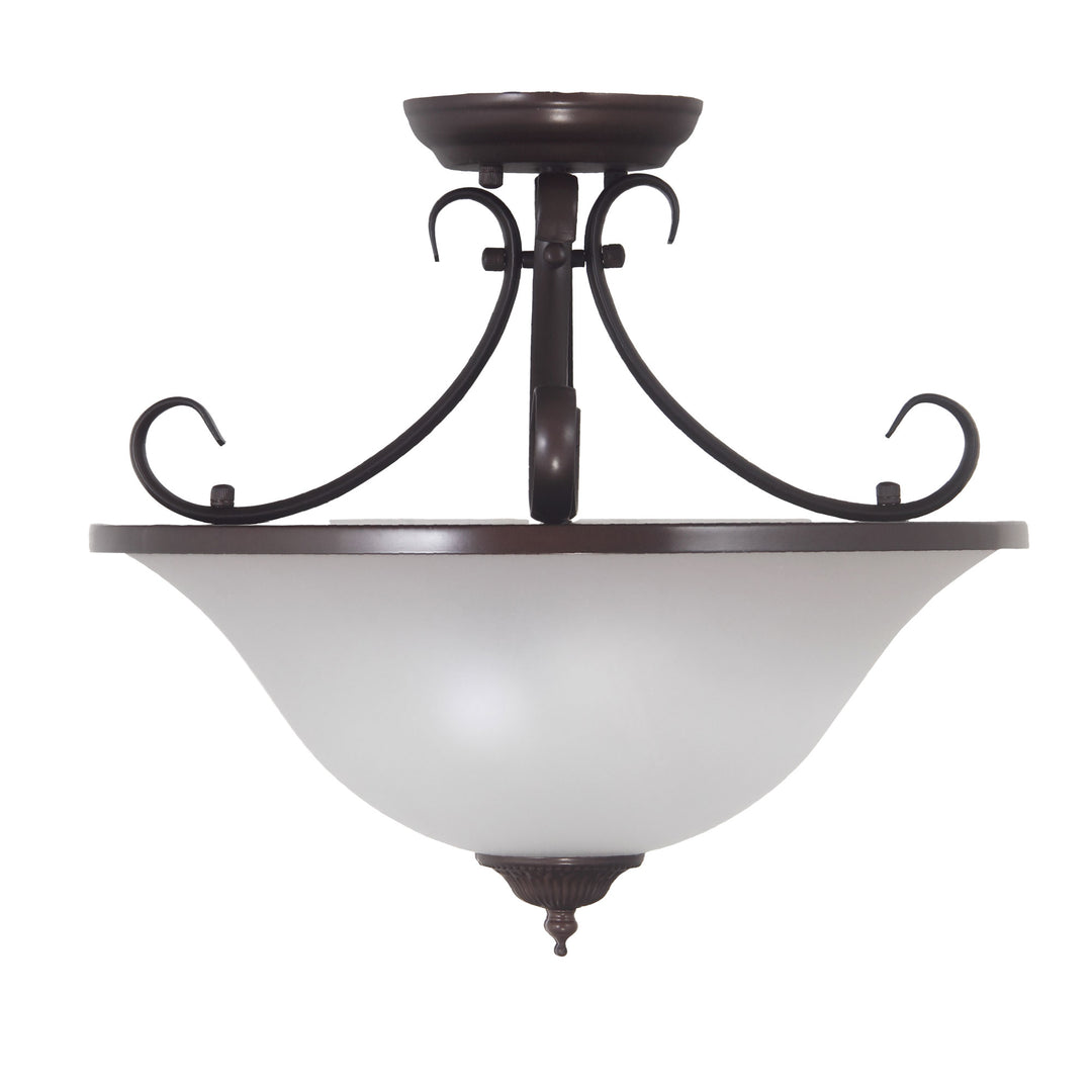 Gaston II Semi-Flush Pendant – Bronze with Frosted Glass