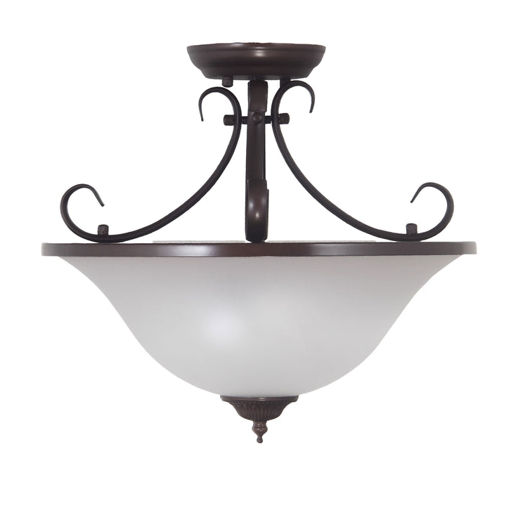 Gaston II Semi-Flush Pendant – Bronze with Frosted Glass