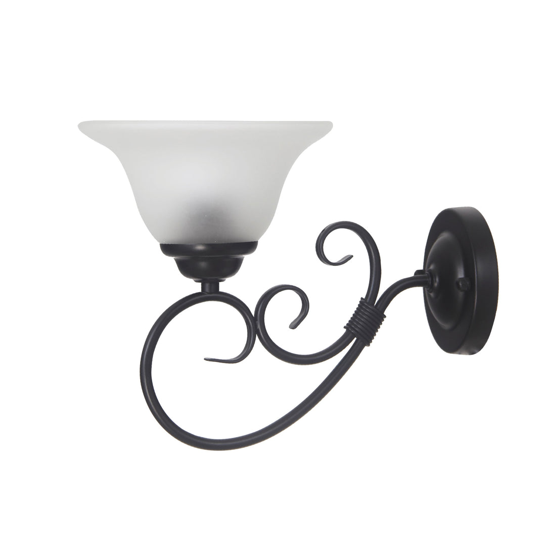 Gaston II Wall Light – Traditional Black & Frosted Glass