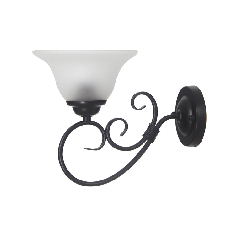 Gaston II Wall Light – Traditional Black & Frosted Glass