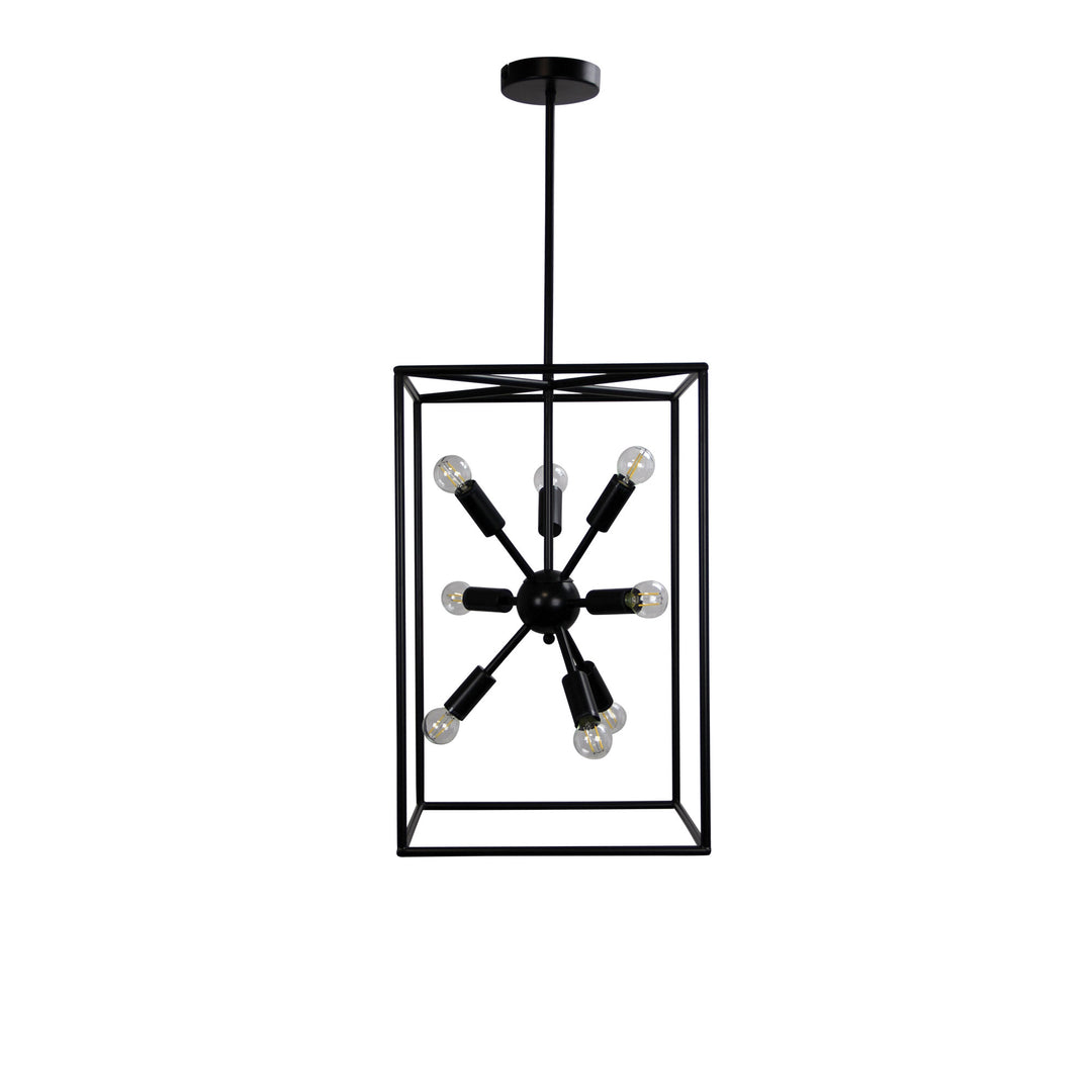 Georgetown.35 Designer Box Pendant – Satin Black with Exposed Globes