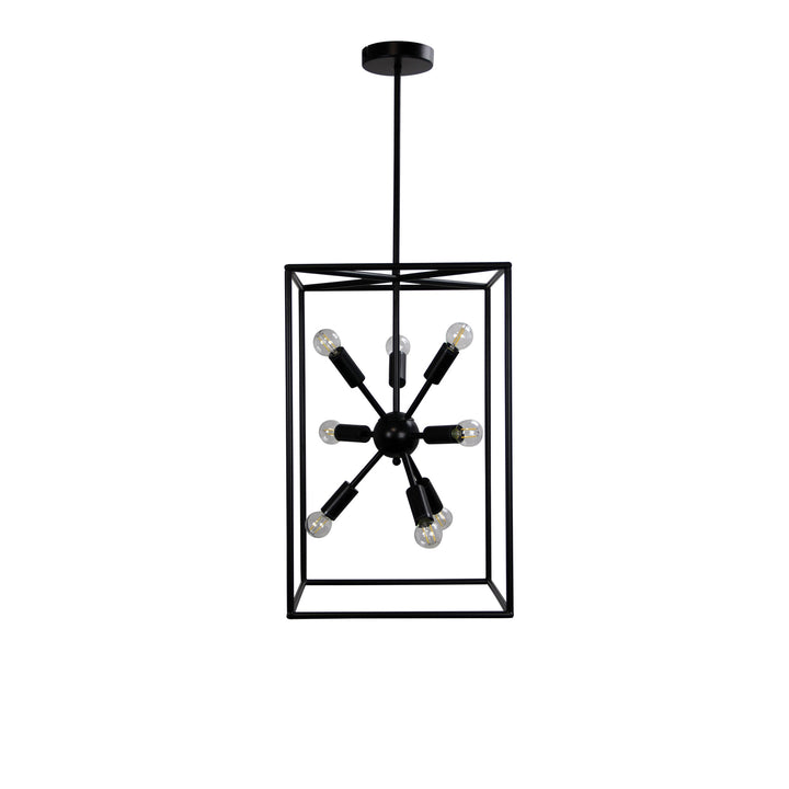 Georgetown.35 Designer Box Pendant – Satin Black with Exposed Globes