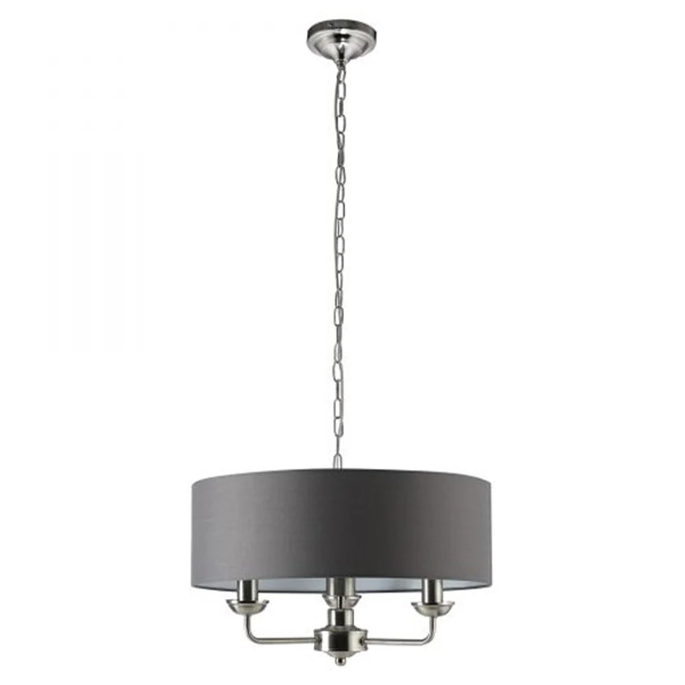 Gianna Elegant Metal Chandelier Light in Satin Nickel/Grey