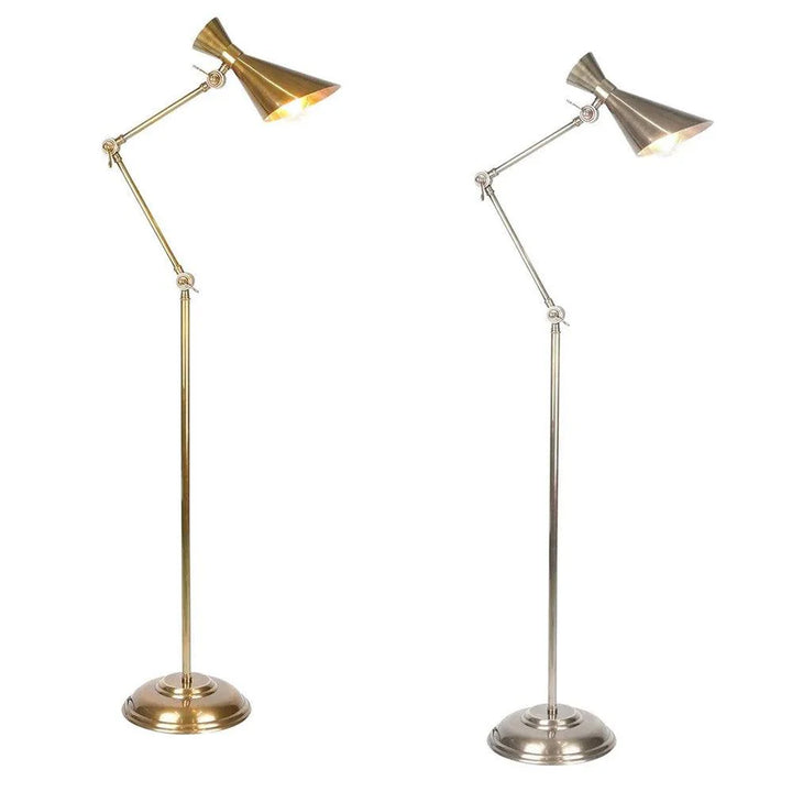 Grasshopper Floor Lamp in Antique Brass and Antique Silver